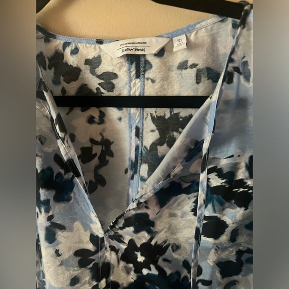 & OTHER STORIES Puff Sleeve Midi Dress Floral 0 boho cottagecore poplin xs small - Picture 7 of 9